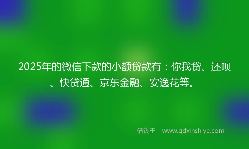 2025年的微信下款的小额贷款有：你我贷、还呗、快贷通、京东金融、安逸花等。
