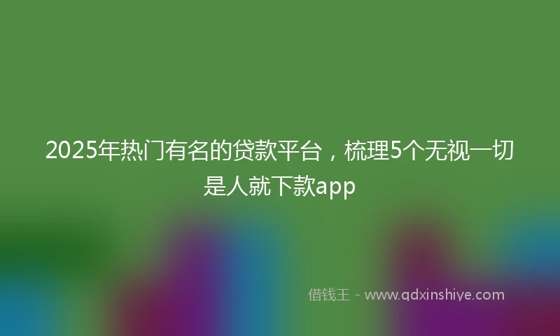 2025年热门有名的贷款平台，梳理5个无视一切是人就下款app