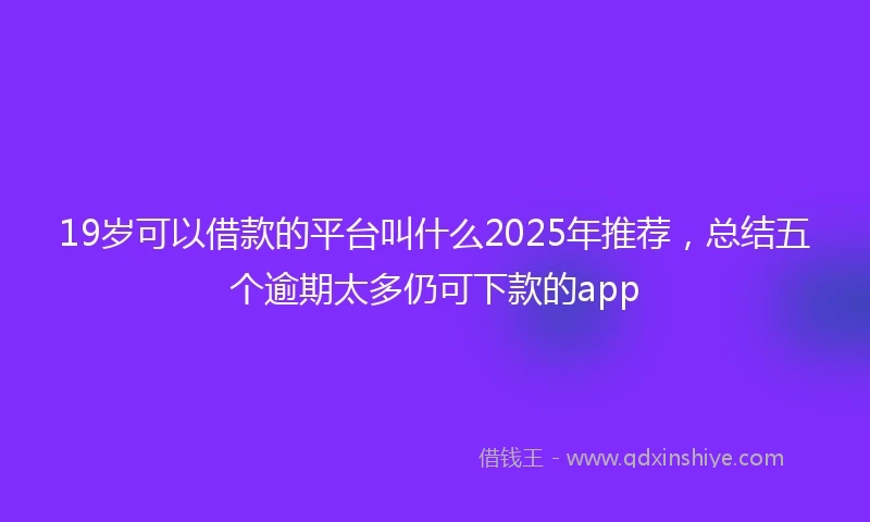 19岁可以借款的平台叫什么2025年推荐，总结五个逾期太多仍可下款的app