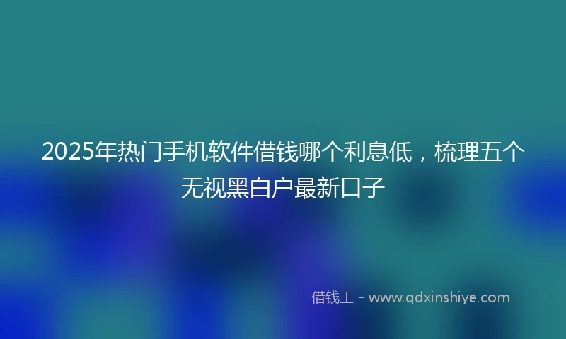 2025年热门手机软件借钱哪个利息低，梳理五个无视黑白户最新口子