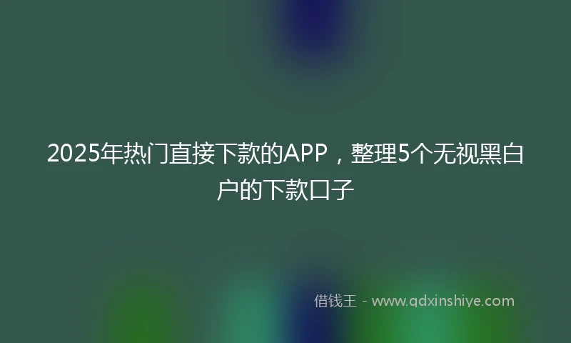 2025年热门直接下款的APP，整理5个无视黑白户的下款口子