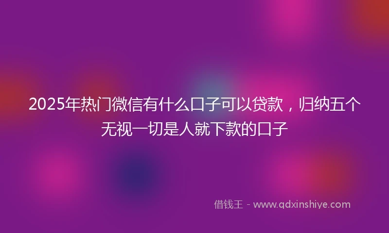 2025年热门微信有什么口子可以贷款，归纳五个无视一切是人就下款的口子