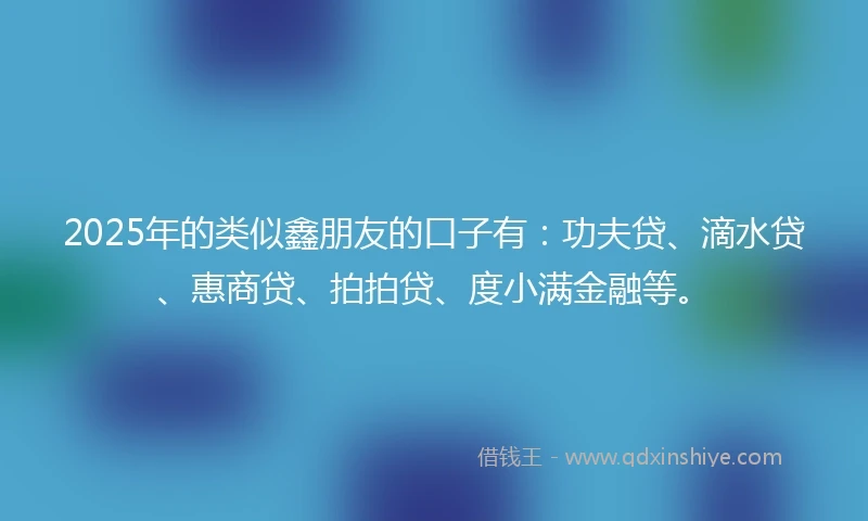 2025年的类似鑫朋友的口子有：功夫贷、滴水贷、惠商贷、拍拍贷、度小满金融等。