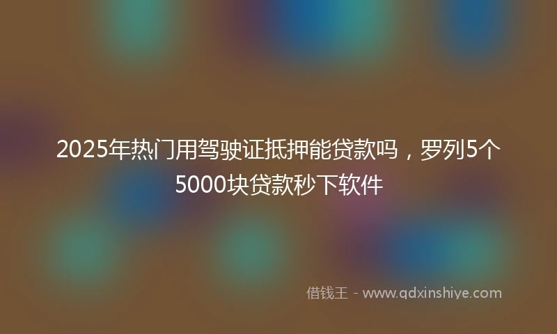 2025年热门用驾驶证抵押能贷款吗，罗列5个5000块贷款秒下软件
