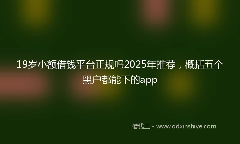 19岁小额借钱平台正规吗2025年推荐，概括五个黑户都能下的app