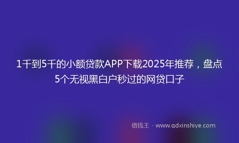 1千到5千的小额贷款APP下载2025年推荐，盘点5个无视黑白户秒过的网贷口子