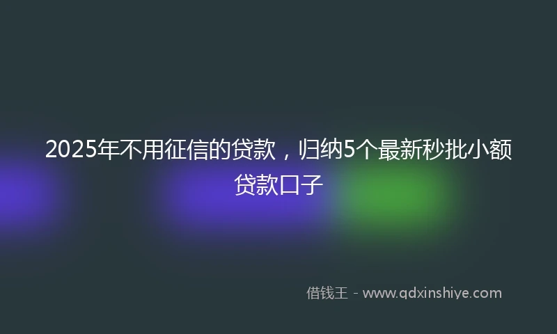 2025年不用征信的贷款，归纳5个最新秒批小额贷款口子