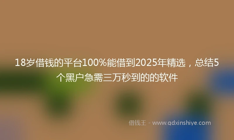 18岁借钱的平台100%能借到2025年精选，总结5个黑户急需三万秒到的的软件