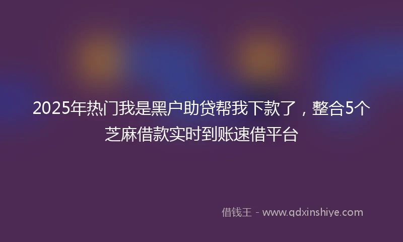 2025年热门我是黑户助贷帮我下款了，整合5个芝麻借款实时到账速借平台