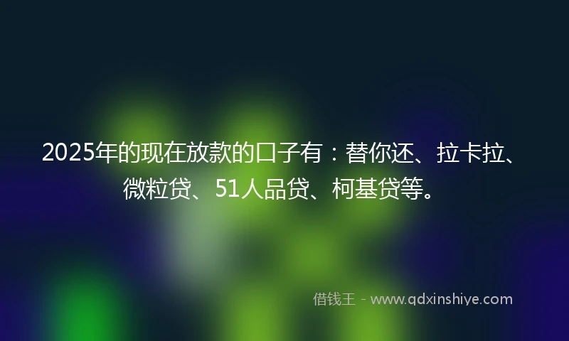 2025年的现在放款的口子有：替你还、拉卡拉、微粒贷、51人品贷、柯基贷等。
