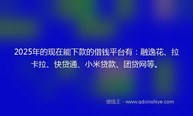 2025年的现在能下款的借钱平台有：融逸花、拉卡拉、快贷通、小米贷款、团贷网等。