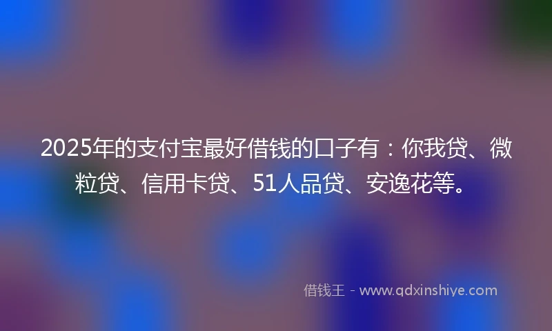 2025年的支付宝最好借钱的口子有：你我贷、微粒贷、信用卡贷、51人品贷、安逸花等。