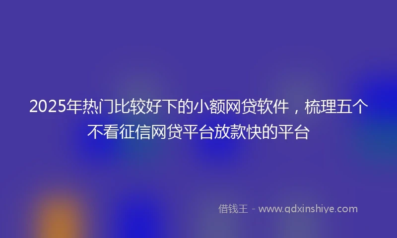 2025年热门比较好下的小额网贷软件，梳理五个不看征信网贷平台放款快的平台