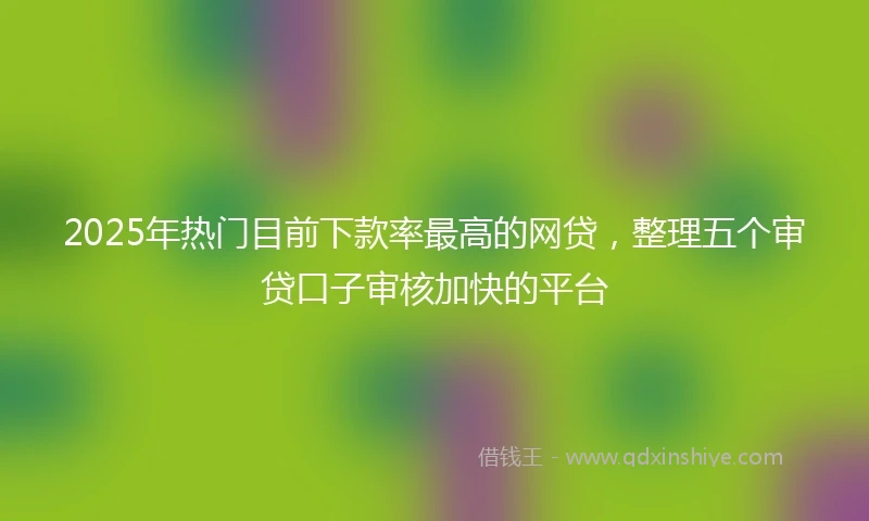 2025年热门目前下款率最高的网贷,整理五个审贷口子审核加快的平台
