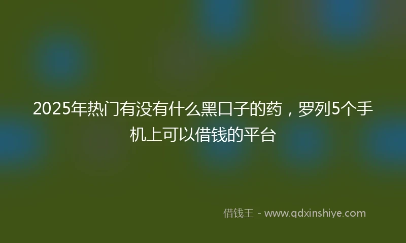 2025年热门有没有什么黑口子的药，罗列5个手机上可以借钱的平台