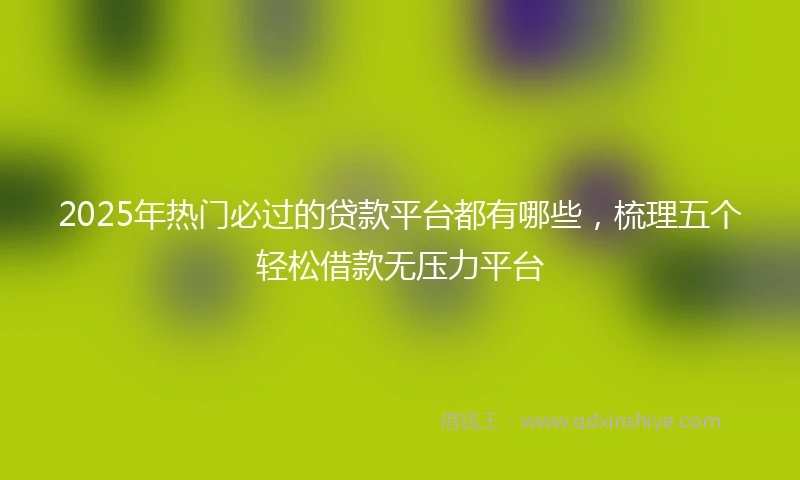 2025年热门必过的贷款平台都有哪些，梳理五个轻松借款无压力平台