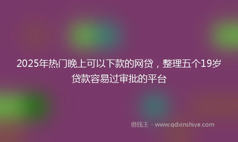 2025年热门晚上可以下款的网贷，整理五个19岁贷款容易过审批的平台