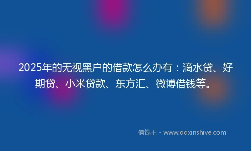 2025年的无视黑户的借款怎么办有：滴水贷、好期贷、小米贷款、东方汇、微博借钱等。