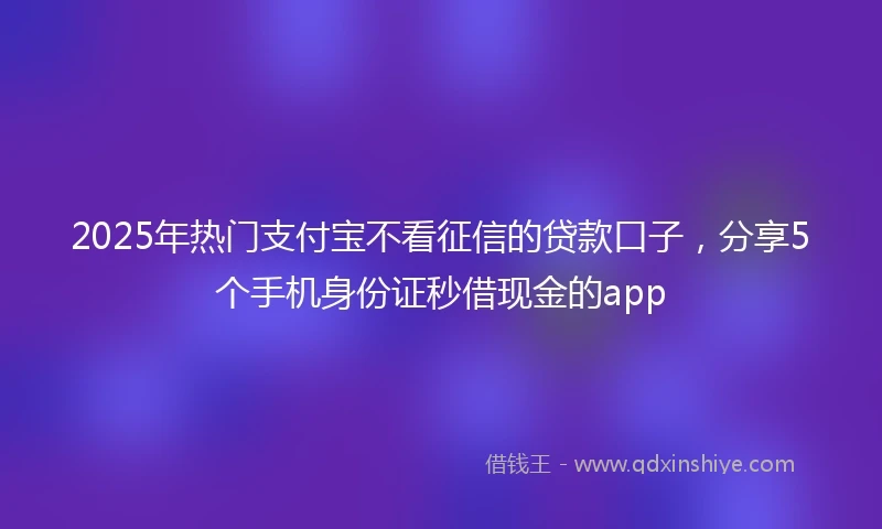 2025年热门支付宝不看征信的贷款口子，分享5个手机身份证秒借现金的app