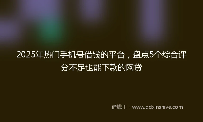 2025年热门手机号借钱的平台，盘点5个综合评分不足也能下款的网贷