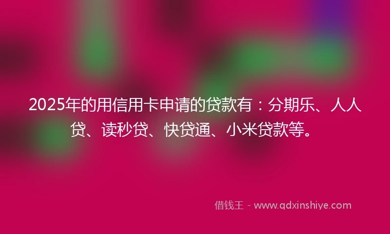 2025年的用信用卡申请的贷款有：分期乐、人人贷、读秒贷、快贷通、小米贷款等。