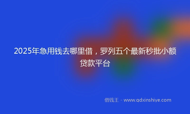 2025年急用钱去哪里借，罗列五个最新秒批小额贷款平台