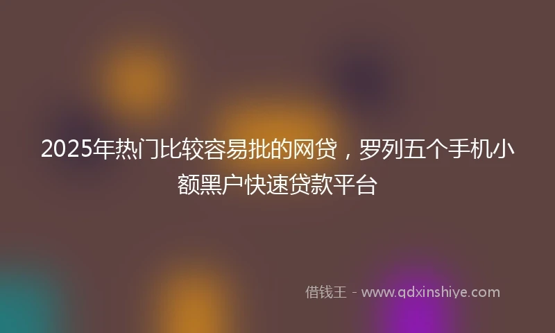 2025年热门比较容易批的网贷，罗列五个手机小额黑户快速贷款平台
