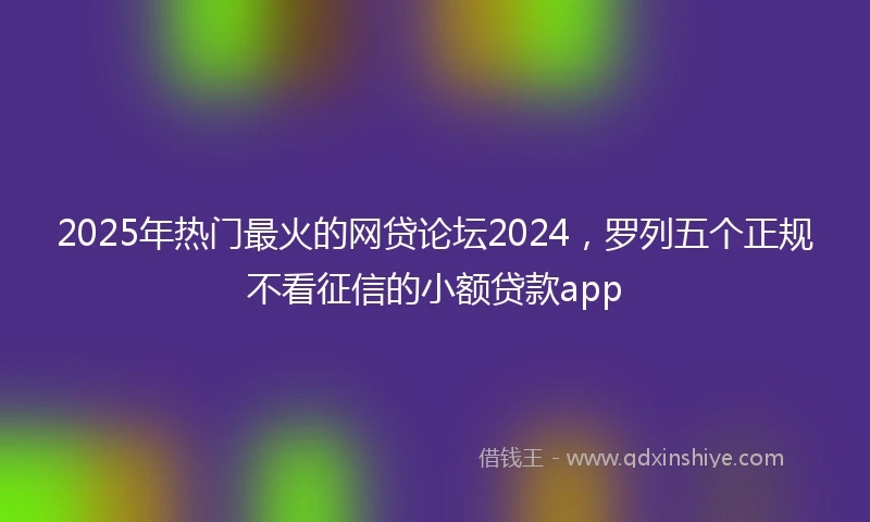 2025年热门最火的网贷论坛2024，罗列五个正规不看征信的小额贷款app