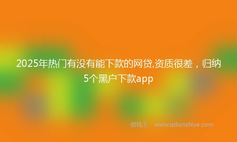 2025年热门有没有能下款的网贷,资质很差，归纳5个黑户下款app
