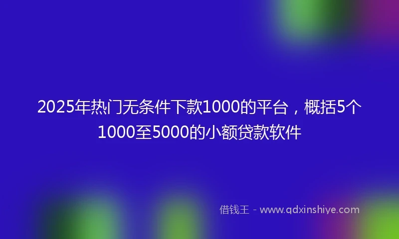 2025年热门无条件下款1000的平台，概括5个1000至5000的小额贷款软件