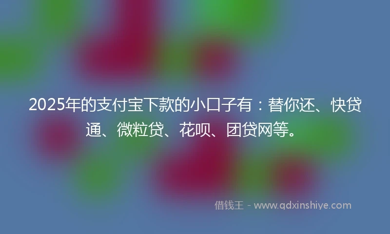2025年的支付宝下款的小口子有：替你还、快贷通、微粒贷、花呗、团贷网等。