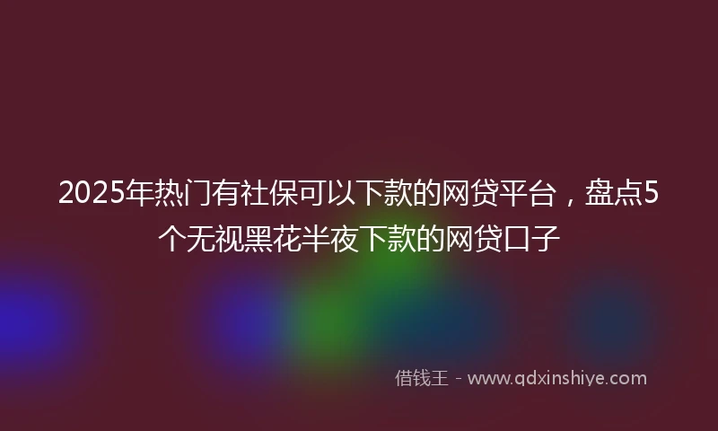2025年热门有社保可以下款的网贷平台，盘点5个无视黑花半夜下款的网贷口子