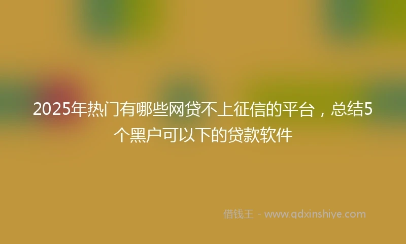 2025年热门有哪些网贷不上征信的平台，总结5个黑户可以下的贷款软件