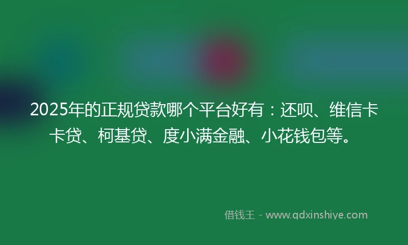 2025年的正规贷款哪个平台好有：还呗、维信卡卡贷、柯基贷、度小满金融、小花钱包等。