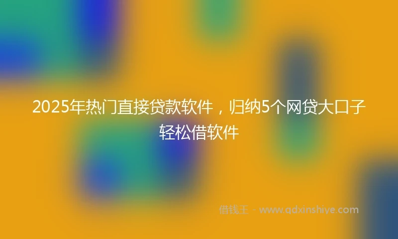 2025年热门直接贷款软件，归纳5个网贷大口子轻松借软件