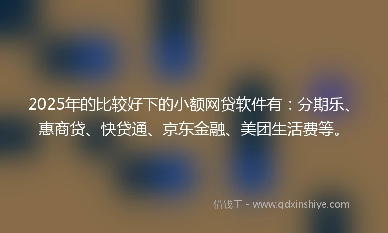 2025年的比较好下的小额网贷软件有：分期乐、惠商贷、快贷通、京东金融、美团生活费等。