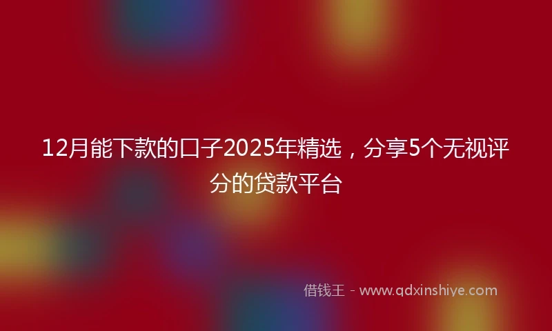 12月能下款的口子2025年精选，分享5个无视评分的贷款平台