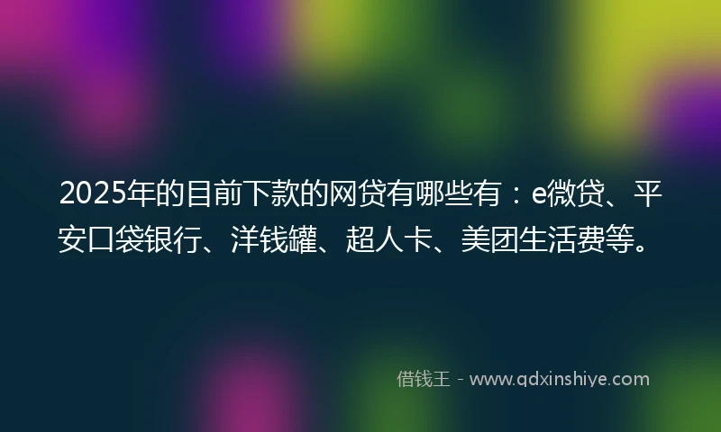 2025年的目前下款的网贷有哪些有：e微贷、平安口袋银行、洋钱罐、超人卡、美团生活费等。
