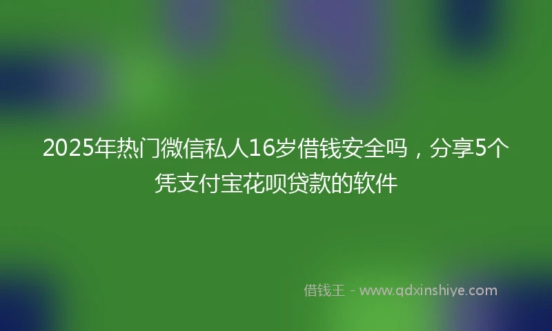2025年热门微信私人16岁借钱安全吗，分享5个凭支付宝花呗贷款的软件
