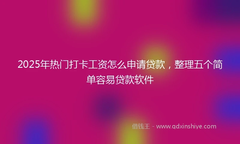 2025年热门打卡工资怎么申请贷款，整理五个简单容易贷款软件