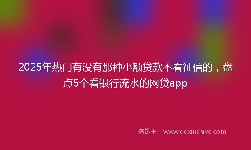2025年热门有没有那种小额贷款不看征信的，盘点5个看银行流水的网贷app