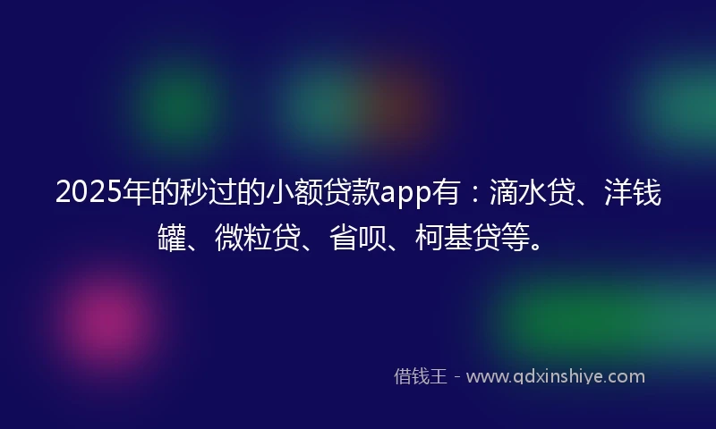 2025年的秒过的小额贷款app有：滴水贷、洋钱罐、微粒贷、省呗、柯基贷等。