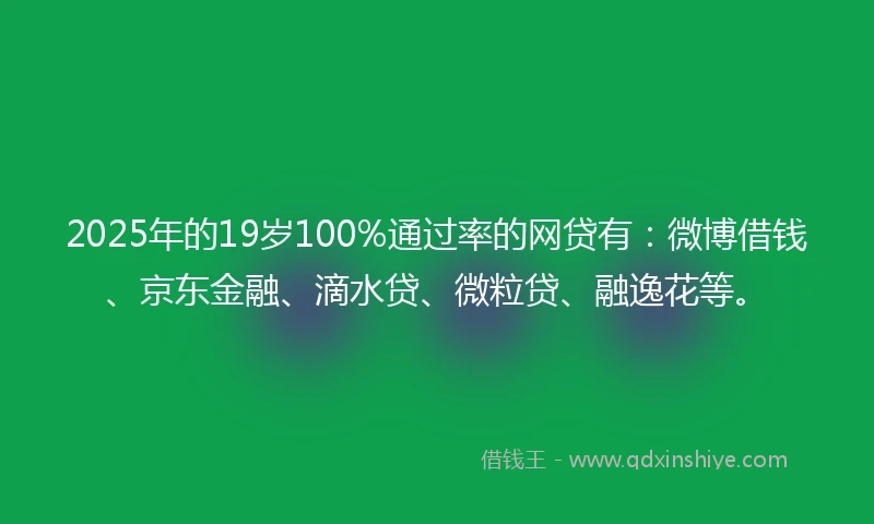 2025年的19岁100%通过率的网贷有：微博借钱、京东金融、滴水贷、微粒贷、融逸花等。