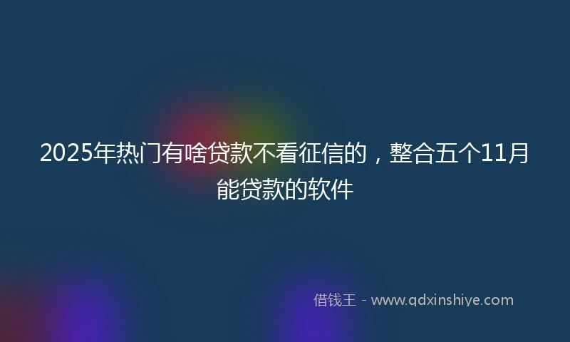 2025年热门有啥贷款不看征信的，整合五个11月能贷款的软件