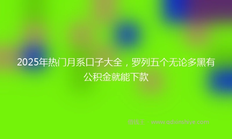2025年热门月系口子大全，罗列五个无论多黑有公积金就能下款