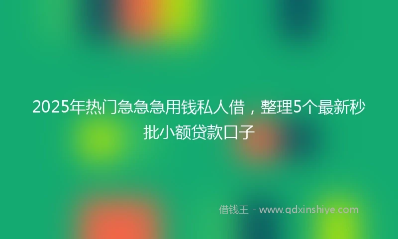 2025年热门急急急用钱私人借，整理5个最新秒批小额贷款口子