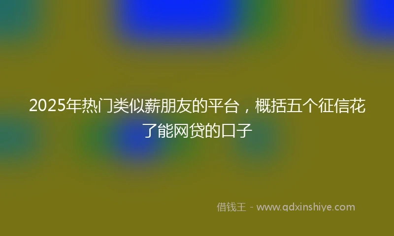 2025年热门类似薪朋友的平台，概括五个征信花了能网贷的口子