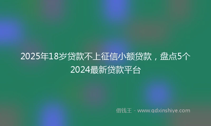 2025年18岁贷款不上征信小额贷款，盘点5个2024最新贷款平台