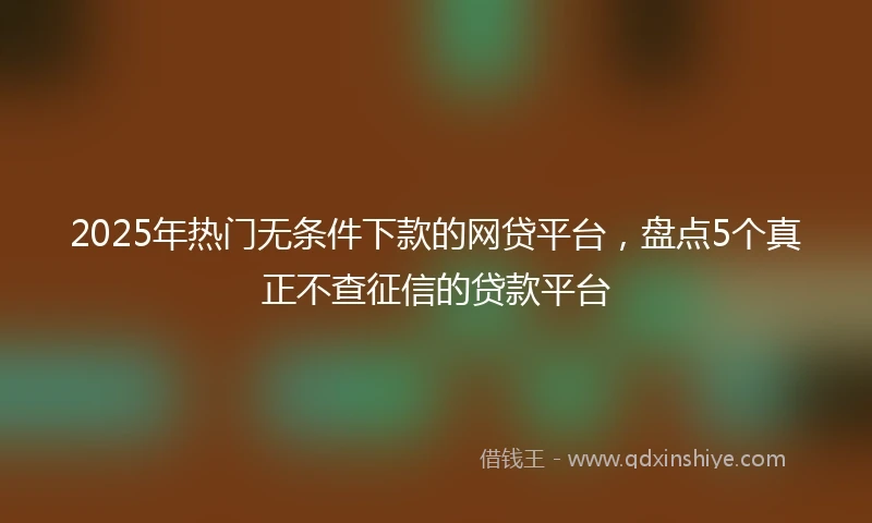 2025年热门无条件下款的网贷平台，盘点5个真正不查征信的贷款平台