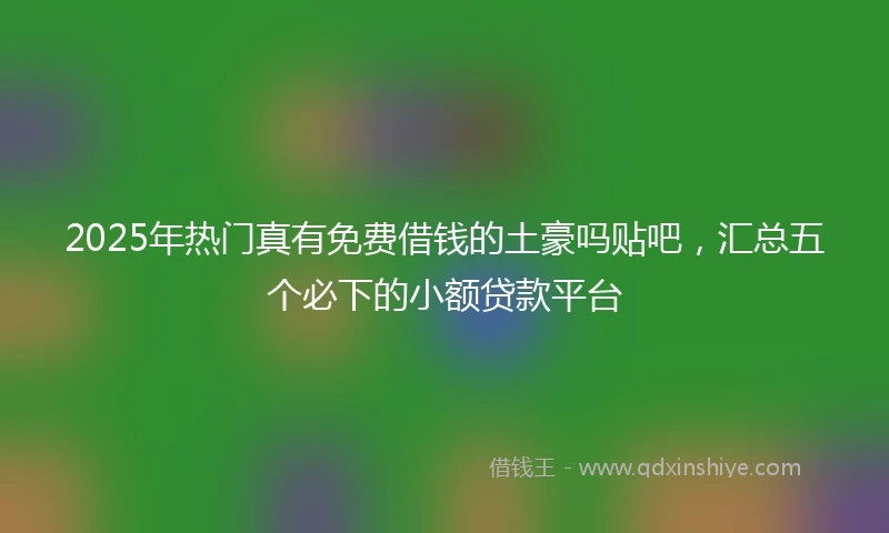 2025年热门真有免费借钱的土豪吗贴吧，汇总五个必下的小额贷款平台
